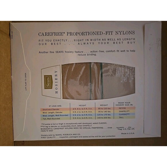 Vintage Sears Cling-alon Mesh Knit Tall Sz B Seamless Stretch Nylon Hosiery - Picture 2 of 2